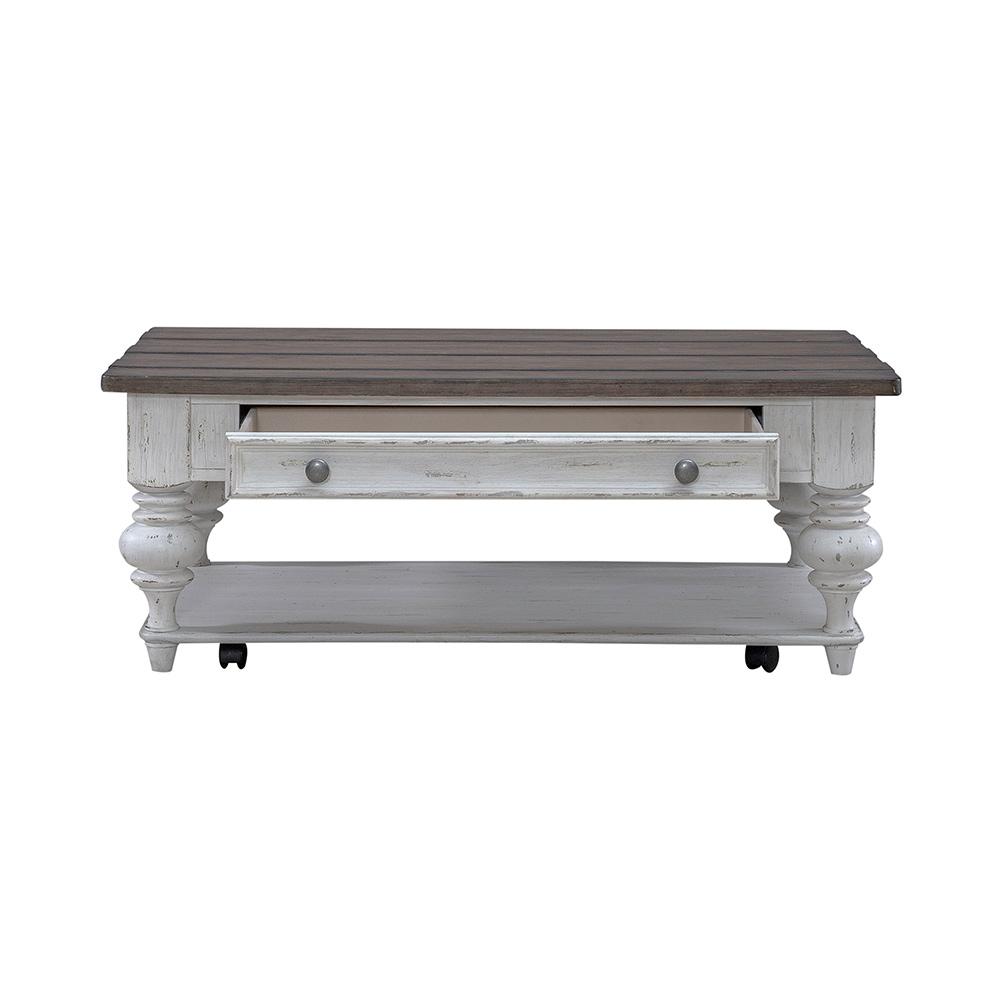 Liberty Furniture - River Place Cocktail Table in Riverstone White & Tobacco - 237-OT1010 veiw 3