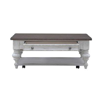Liberty Furniture - River Place Cocktail Table in Riverstone White & Tobacco - 237-OT1010 veiw 3
