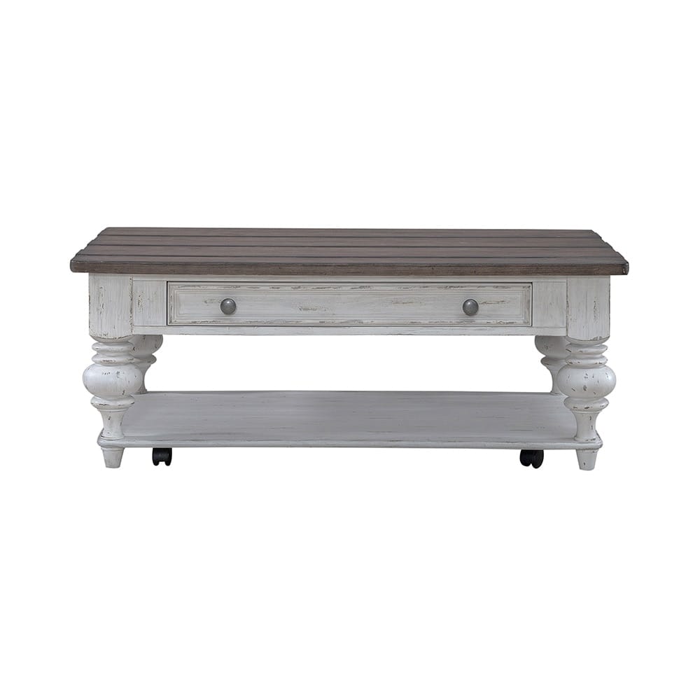 Liberty Furniture - River Place Cocktail Table in Riverstone White & Tobacco - 237-OT1010 veiw 5