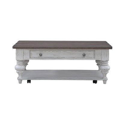 Liberty Furniture - River Place Cocktail Table in Riverstone White & Tobacco - 237-OT1010 veiw 5