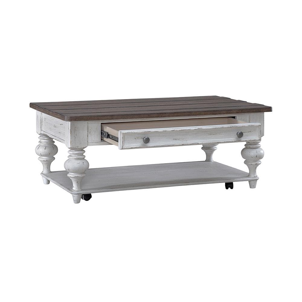 Liberty Furniture - River Place Cocktail Table in Riverstone White & Tobacco - 237-OT1010 veiw 9