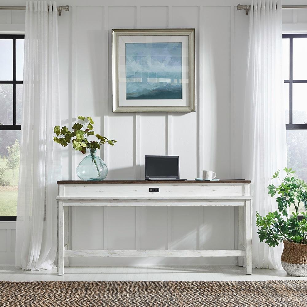 Liberty Furniture - River Place Console Bar Table in Riverstone White & Tobacco - 237-OT7636 veiw 1
