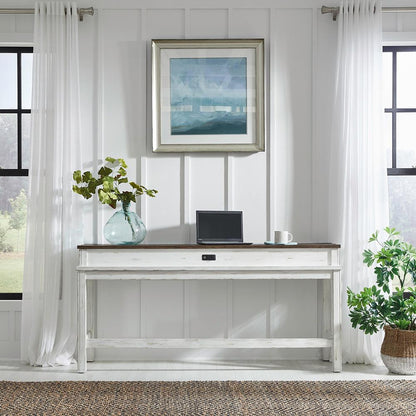 Liberty Furniture - River Place Console Bar Table in Riverstone White & Tobacco - 237-OT7636 veiw 1