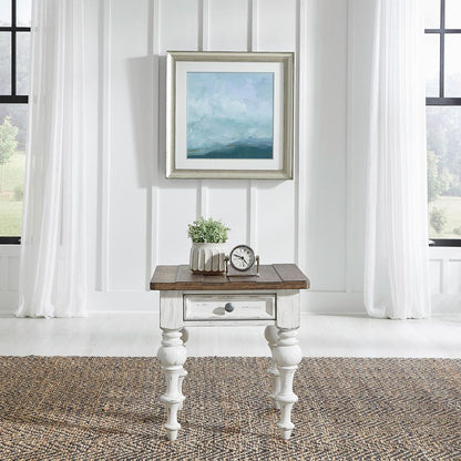 Liberty Furniture - River Place End Table in Riverstone White & Tobacco - 237-OT1020 veiw 1
