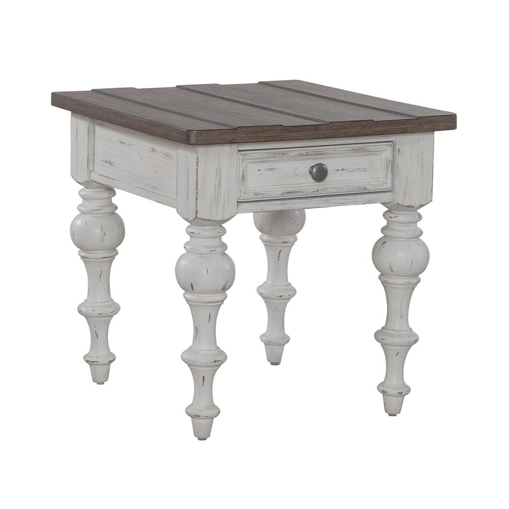 Liberty Furniture - River Place End Table in Riverstone White & Tobacco - 237-OT1020 veiw 2