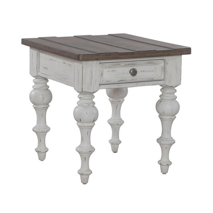 Liberty Furniture - River Place End Table in Riverstone White & Tobacco - 237-OT1020 veiw 2