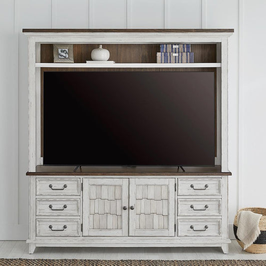 Liberty Furniture - River Place Entertainment Center  in Riverstone White & Tobacco - 237-ENT-ENC veiw 1