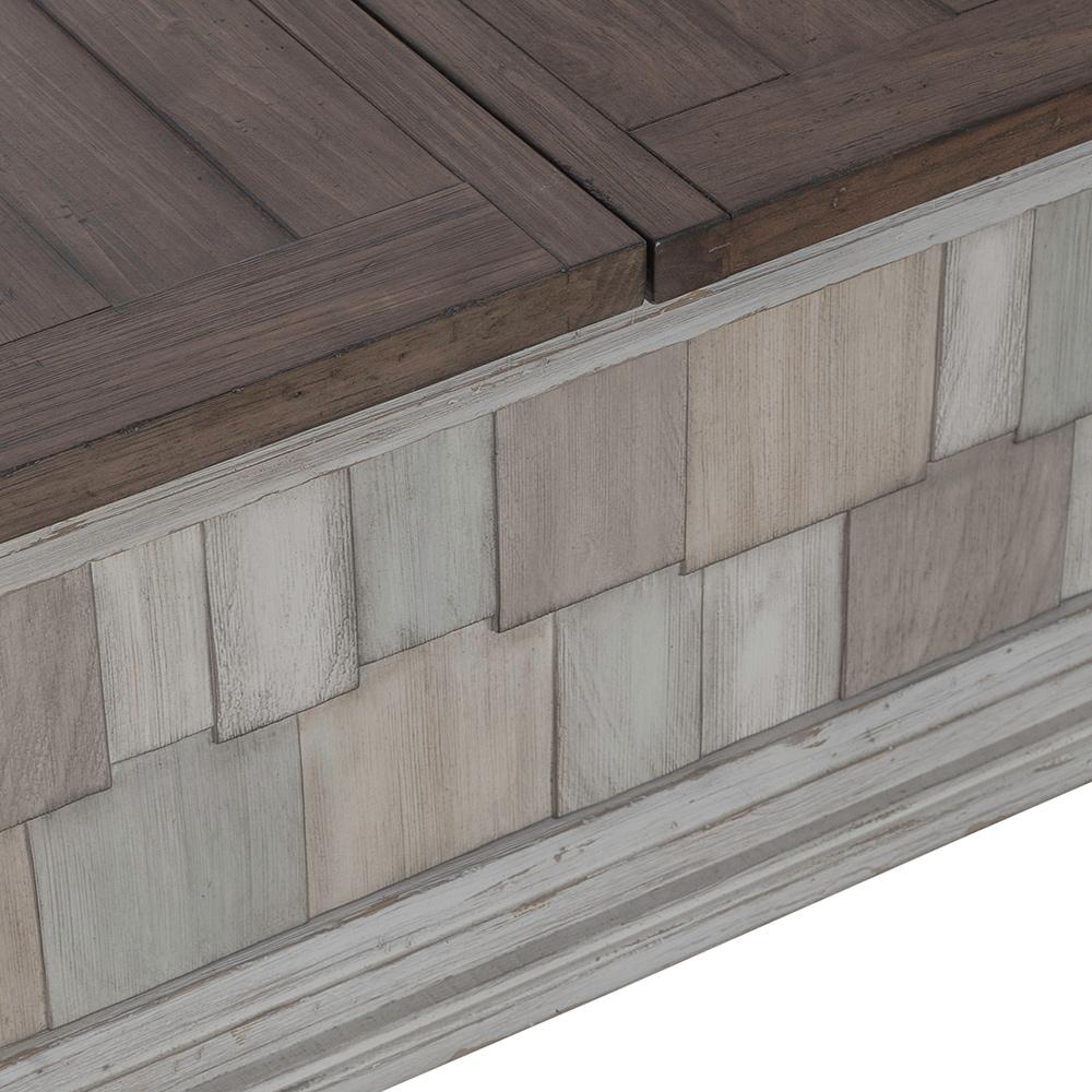 Liberty Furniture - River Place Lift Top Storage Cocktail Table in Riverstone White & Tobacco - 237-OT1011 veiw 4