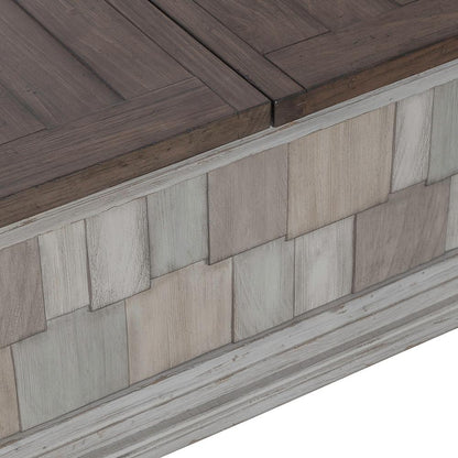 Liberty Furniture - River Place Lift Top Storage Cocktail Table in Riverstone White & Tobacco - 237-OT1011 veiw 4