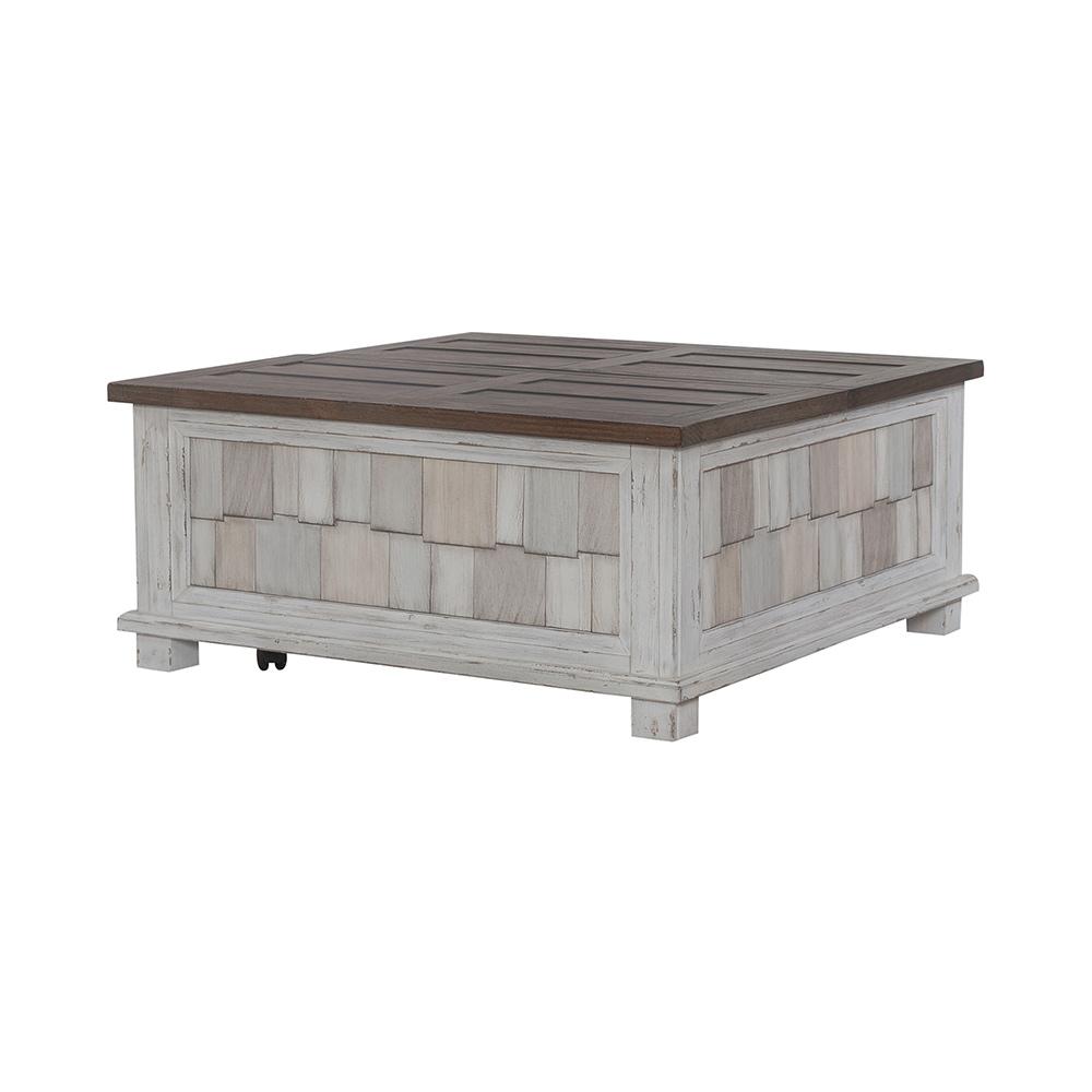 Liberty Furniture - River Place Lift Top Storage Cocktail Table in Riverstone White & Tobacco - 237-OT1011 veiw 6