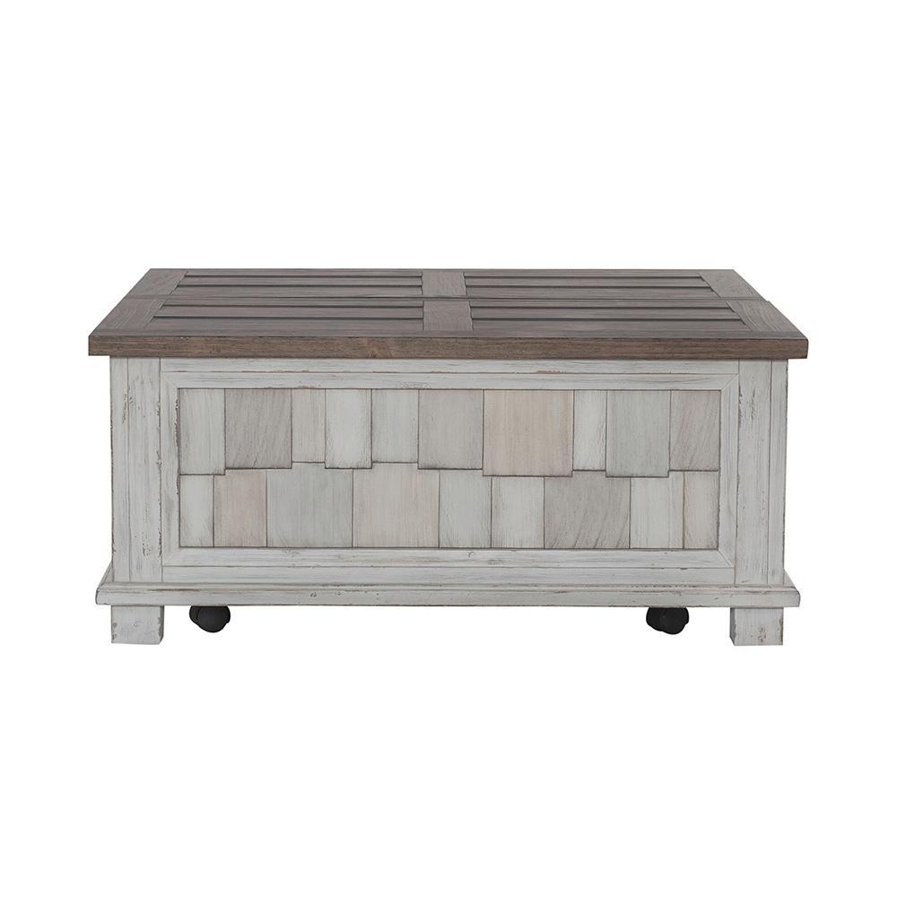 Liberty Furniture - River Place Lift Top Storage Cocktail Table in Riverstone White & Tobacco - 237-OT1011 veiw 7