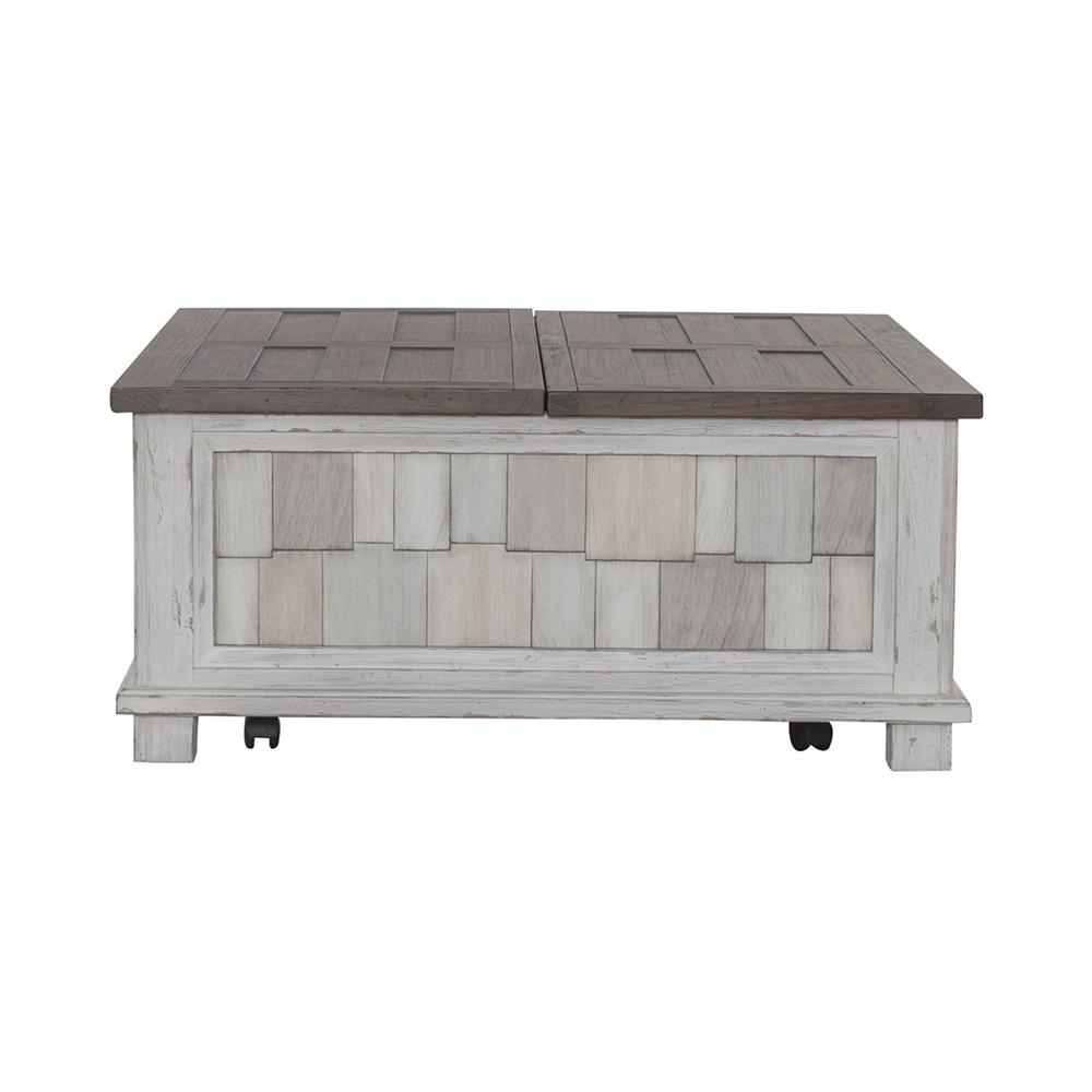 Liberty Furniture - River Place Lift Top Storage Cocktail Table in Riverstone White & Tobacco - 237-OT1011 veiw 8