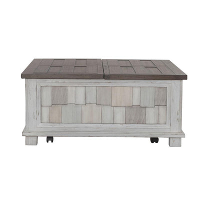Liberty Furniture - River Place Lift Top Storage Cocktail Table in Riverstone White & Tobacco - 237-OT1011 veiw 8