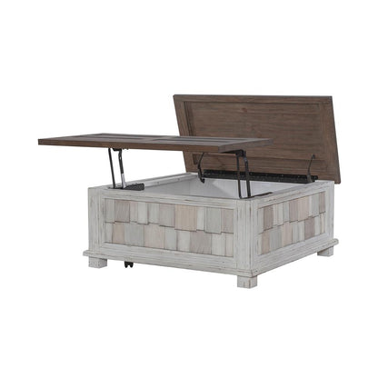 Liberty Furniture - River Place Lift Top Storage Cocktail Table in Riverstone White & Tobacco - 237-OT1011 veiw 10