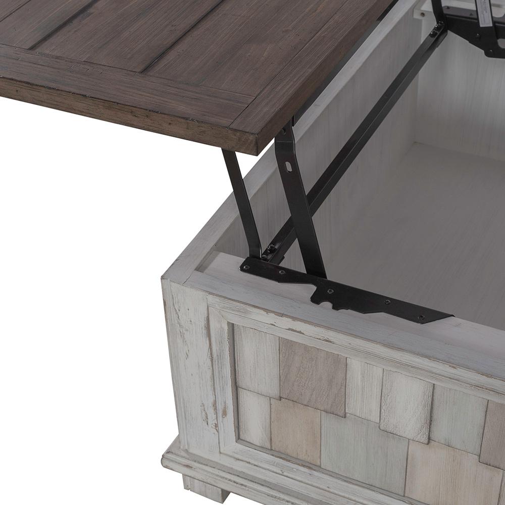 Liberty Furniture - River Place Lift Top Storage Cocktail Table in Riverstone White & Tobacco - 237-OT1011 veiw 12
