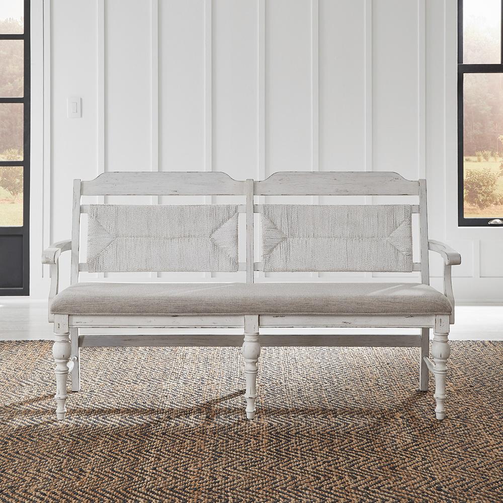 Liberty Furniture - River Place Panel Back Bench  in Riverstone White & Tobacco - 237-C9101B veiw 1
