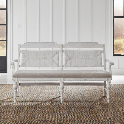 Liberty Furniture - River Place Panel Back Bench  in Riverstone White & Tobacco - 237-C9101B veiw 1