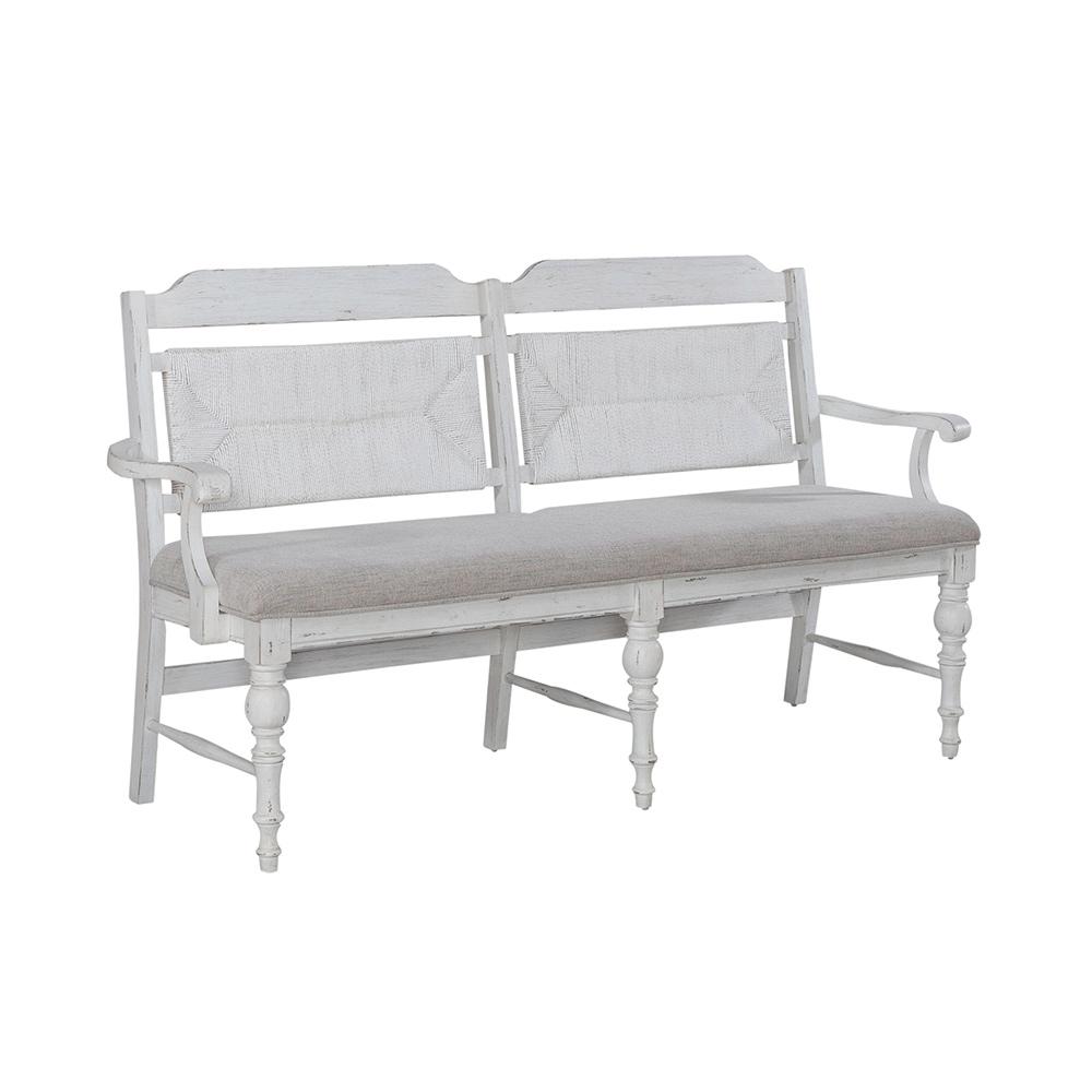 Liberty Furniture - River Place Panel Back Bench  in Riverstone White & Tobacco - 237-C9101B veiw 2