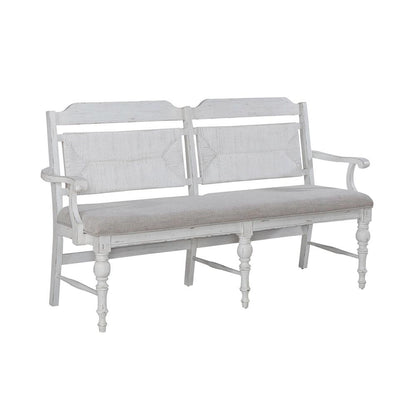 Liberty Furniture - River Place Panel Back Bench  in Riverstone White & Tobacco - 237-C9101B veiw 2
