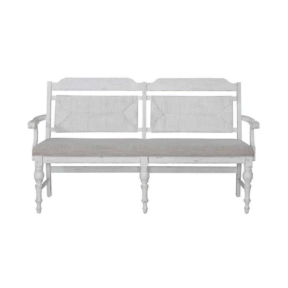Liberty Furniture - River Place Panel Back Bench  in Riverstone White & Tobacco - 237-C9101B veiw 5