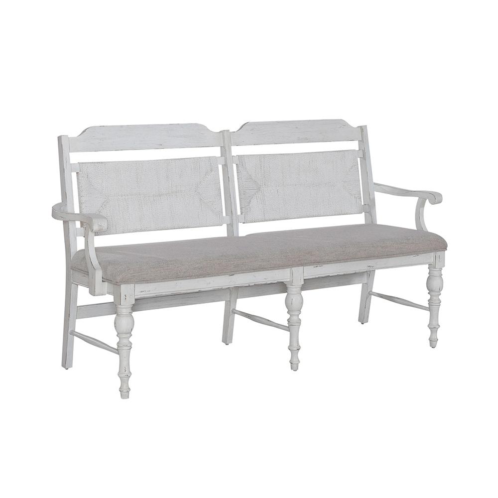Liberty Furniture - River Place Panel Back Bench  in Riverstone White & Tobacco - 237-C9101B veiw 6