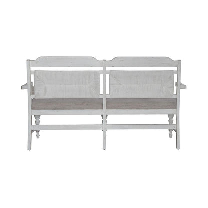 Liberty Furniture - River Place Panel Back Bench  in Riverstone White & Tobacco - 237-C9101B veiw 8
