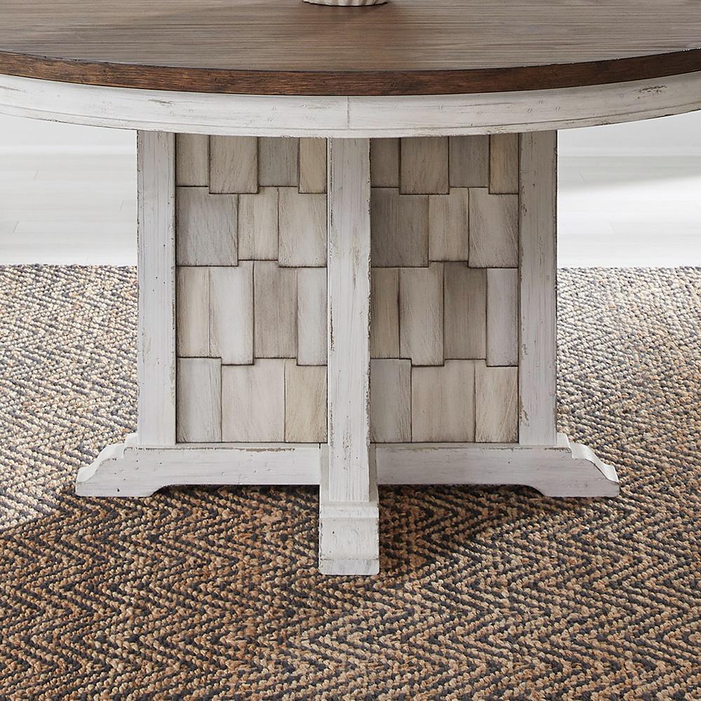 Liberty Furniture - River Place Round Pedestal Table in Riverstone White & Tobacco - 237-DR-PED view 2