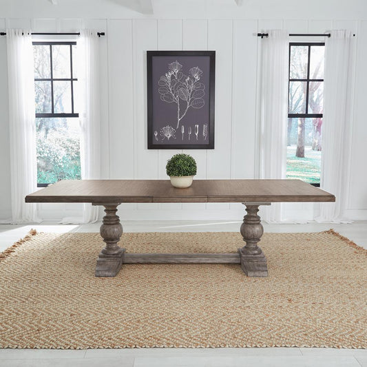 Liberty Furniture - River Place Trestle Table in Riverstone Gray & Tobacco - 237G-DR-TRS veiw 1