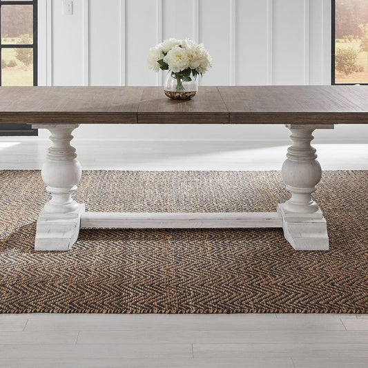 Liberty Furniture - River Place Trestle Table in Riverstone White & Tobacco - 237-DR-TRS veiw 1