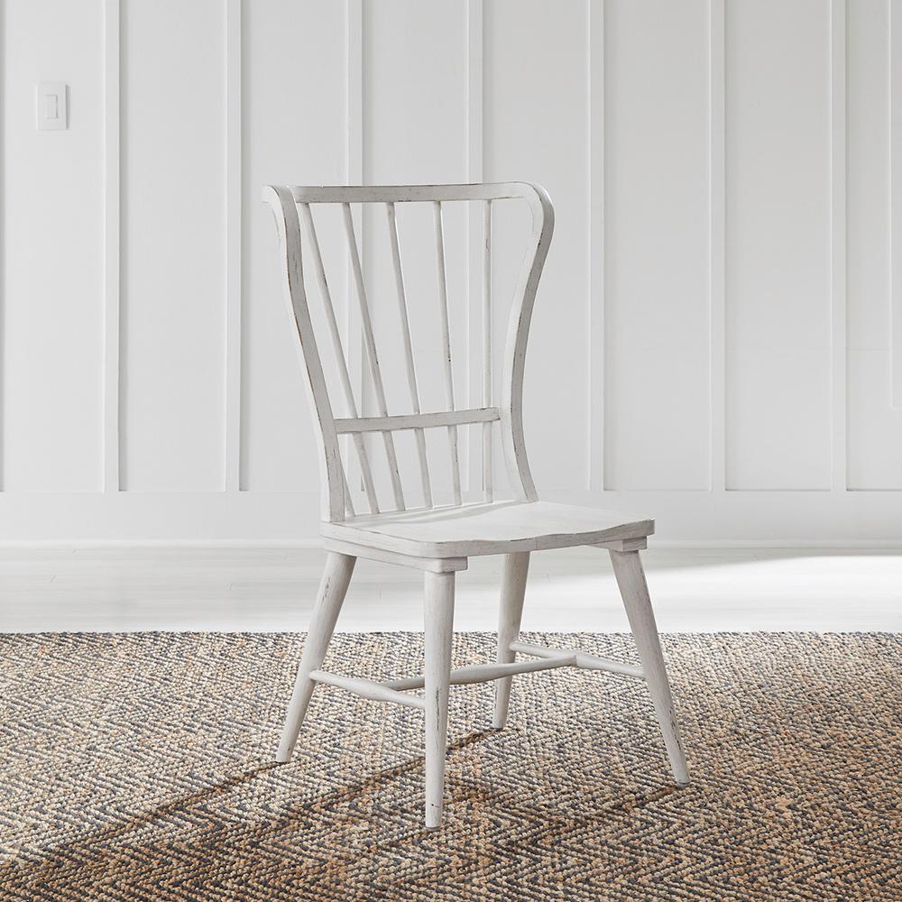 Liberty Furniture - River Place Windsor Back Side Chair  in Riverstone White & Tobacco - 237-C1000S veiw 1