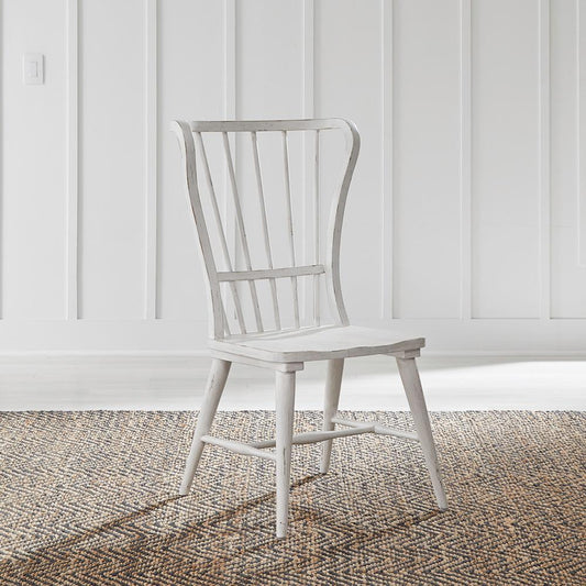 Liberty Furniture - River Place Windsor Back Side Chair  in Riverstone White & Tobacco - 237-C1000S veiw 1