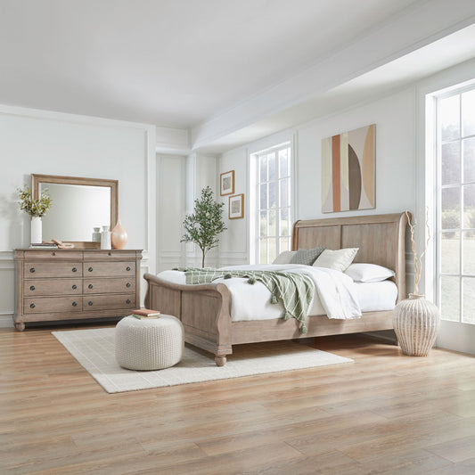 Liberty Furniture - Rustic Traditions King California Sleigh Bed, Dresser & Mirror - 589WT-BR-CKSLDM view 1