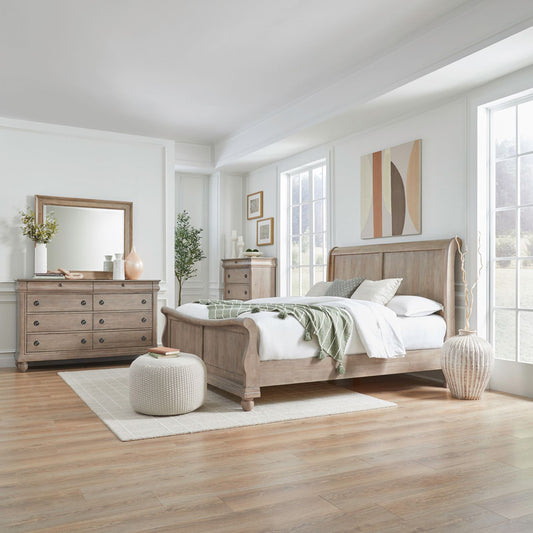 Liberty Furniture - Rustic Traditions King California Sleigh Bed, Dresser & Mirror, Chest - 589WT-BR-CKSLDMC view 1