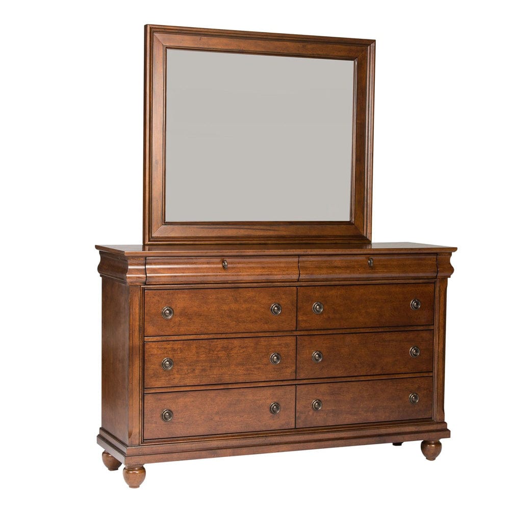 Liberty Furniture - Rustic Traditions - King California Sleigh Bed, Dresser & Mirror, Chest in Cherry - 589-BR-KCSDMC view 4