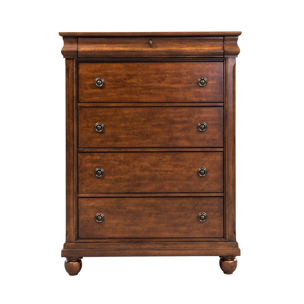 Liberty Furniture - Rustic Traditions - King California Sleigh Bed, Dresser & Mirror, Chest, Night Stand in Cherry - 589-BR-KCSDMCN view 5