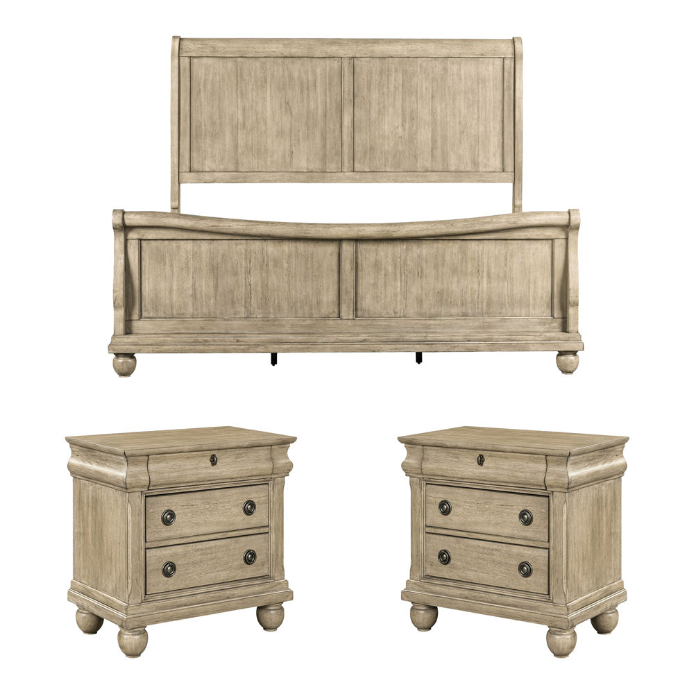 Liberty Furniture - Rustic Traditions King Sleigh Bed, 2 Night Stands - 589WT-BR-KSL2NS view 1