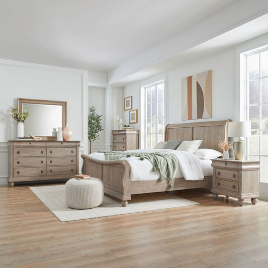 Liberty Furniture - Rustic Traditions King Sleigh Bed, Dresser & Mirror, Chest, Night Stand - 589WT-BR-KSLDMCN view 1