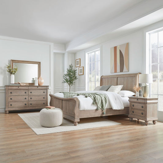 Liberty Furniture - Rustic Traditions King Sleigh Bed, Dresser & Mirror, Night Stand - 589WT-BR-KSLDMN view 1