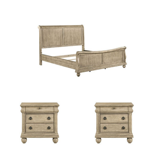 Liberty Furniture - Rustic Traditions Queen Sleigh Bed, 2 Night Stands - 589WT-BR-QSL2NS view 1