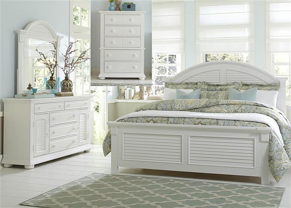 Liberty Furniture - Summer House I 4 Piece Queen Panel Bed, Dresser & Mirror, Chest Set - 607-BR-QPBDMC veiw 1