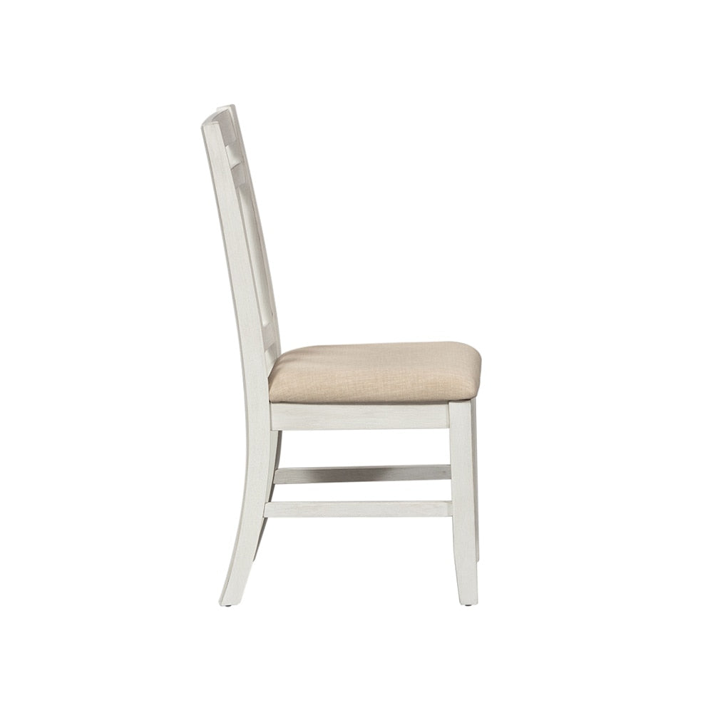Liberty Furniture - Summerville Slat Back Side Chair  in Soft White Wash w/ Wirebrushed Gray Tops - 171-C1501S veiw 4