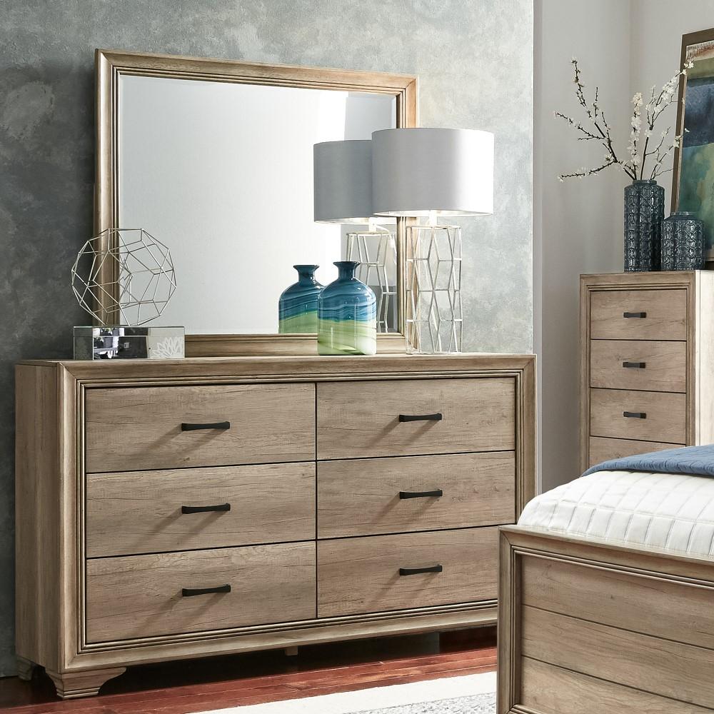 Liberty Furniture - Sun Valley 3 Piece Twin Uph Bed, Dresser & Mirror Set - 439-BR-TUBDM veiw 2
