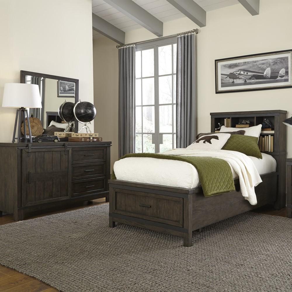 Liberty Furniture - Thornwood Hills 3 Piece Twin Bookcase Bed, Dresser & Mirror Set - 759-YBR-TBBDM veiw 1