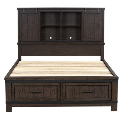 Liberty Furniture - Thornwood Hills - King Bookcase Bed, Dresser & Mirror, Chest in Brown - 759-BR-KBBDMC view 3