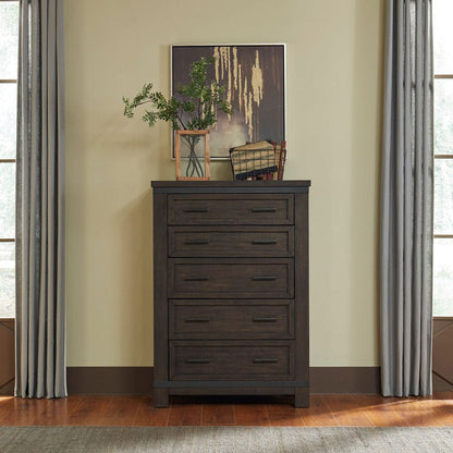 Liberty Furniture - Thornwood Hills - King Bookcase Bed, Dresser & Mirror, Chest in Brown - 759-BR-KBBDMC view 5