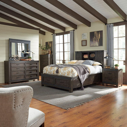 Liberty Furniture - Thornwood Hills - King Bookcase Bed, Dresser & Mirror, Chest, Night Stand in Brown - 759-BR-KBBDMCN view 1