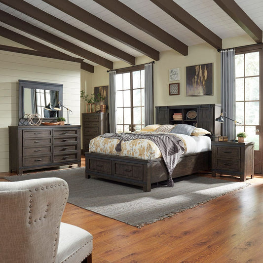 Liberty Furniture - Thornwood Hills - King Bookcase Bed, Dresser & Mirror, Chest, Night Stand in Brown - 759-BR-KBBDMCN view 1