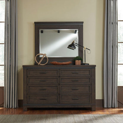 Liberty Furniture - Thornwood Hills - King Bookcase Bed, Dresser & Mirror in Brown - 759-BR-KBBDM view 2