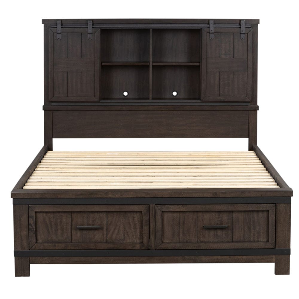 Liberty Furniture - Thornwood Hills - King Bookcase Bed, Dresser & Mirror in Brown - 759-BR-KBBDM view 3