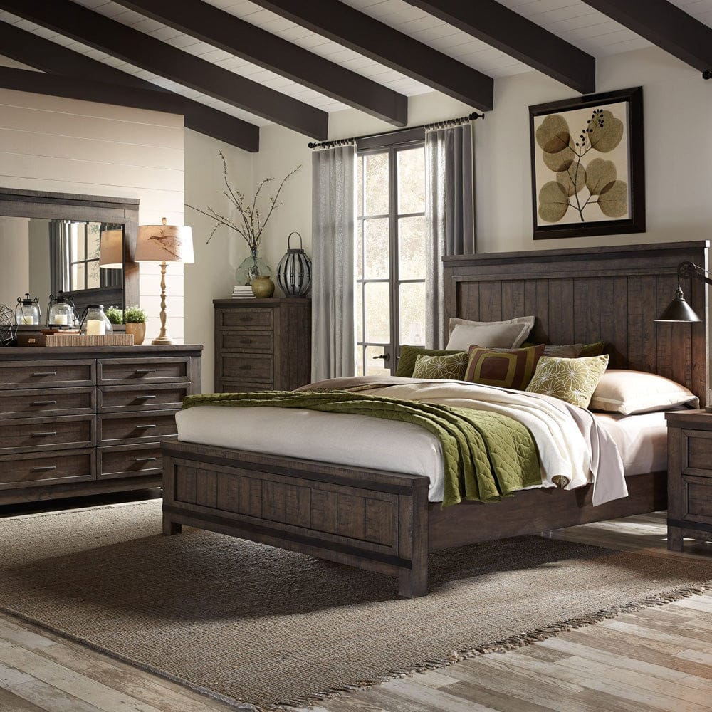 Liberty Furniture - Thornwood Hills - King California Panel Bed, Dresser & Mirror, Chest in Brown - 759-BR-CPBDMC view 1